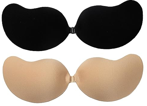 Kinretixia® 2 paia di reggiseni autoadesivi per reggiseno, senza spalline, invisibili, senza spalline, reggiseni push-up da donna (C-Tasse)