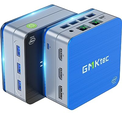 GMKtec Mini PC Intel N150(Turbo 3.6GHz) 12GB DDR5 256GB SSD Dual LAN, Desktop Mini Computer 4K Triple Display, WiFi6, BT5.2, Energy Efficient