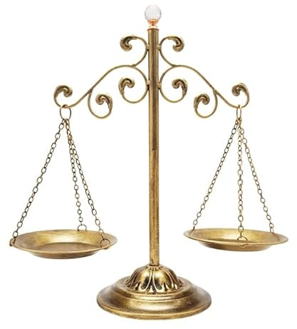 Chez JuJu Klassischer Schmuckturm in Antik-Gold, Vintage-Skulptur für Anwälte, Büro, Dekoration, Gerechtigkeitsskala für Juristen, Studenten, Anwälte, Richter, einzigartiges Geschenk für Ruhestand
