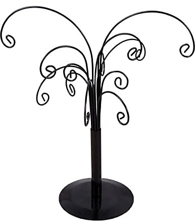 LKPOMI Arbre D'affichage D'ornement 10,6 Pouces Présentoir de Table Support D'ornement Crochet de Fil Métallique Suspendu pour Halloween Noël Boules de Verre de Cristal Décorations de Babiole(Noir)