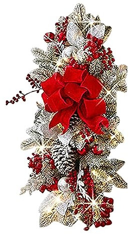 Daroplo di Natale, ghirlanda natalizia per scale, porte, camino, finestra, decorazione natalizia per interni ed esterni, facile da usare, rosso