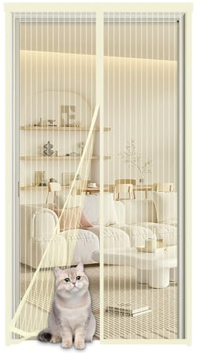 Zanzariera Magnetica per Porte 130x240cm,Tenda Anti-Zanzara con Calamita Zanzariera Magnetica porta,Nessun Attrezzo Richiesto,Chiusura Automatica Traspirante Zanzariere Anti Insetti,Beige