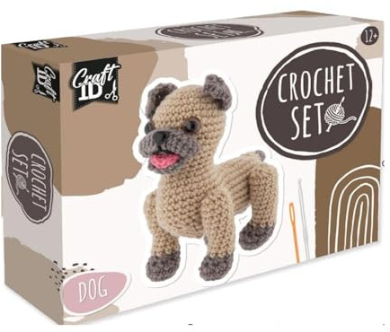 Craft ID Häkel Set Bulldogge, 16 cm x 5 cm x 21 cm, bunt