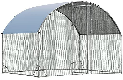 GOPLUS Hühnerstall mit wasserdichtem Sonnenschutzdach, stabiles Freilaufgehege mit Sicherheitsschloss & verzinkter Stahlrahmen, Geflügelstall mit Tür, für Hühner, Kaninchen & Kleintiere