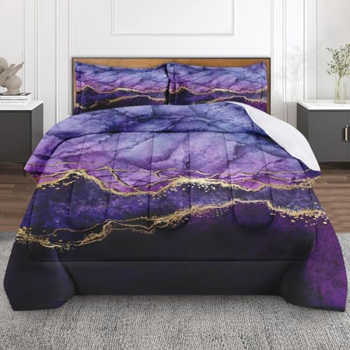 Nesphy Bettwäscheset für Kinder, Kleinkinder, Teenager, Erwachsene, Doppelbett, goldfarbenes Marmor-Bettwäsche-Set, wassergewaschene Mikrofaser-Bettwäsche mit 1 Bettdecke, 1 Kissenbezug, für alle