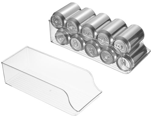 QUARKZMAN Flaco Bebida Organizador para Nevera Mascota Refrigerador Lata Bebidas Organizador Soporte para Congelador Despensa Cocina Armario, Transparente
