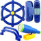 5 Pcs Kids Playground Accessories Outdoor Plastic Steering Wheel Phone Telescope Telephone Safety Handle for Kids Playhouse Jungle Gym Backyard Tree House (Blue Set 1)