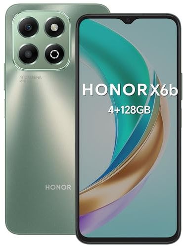HONOR X6b Smartphone Android 14 Dual SIM 4G NFC, 4GB RAM 128GB, 5200 mAh, TFT-LCD da 6.56 pollici Eye Comfort display telefono con MediaTek Helio G85, 50+2MP, Forest Green [Versione italiana]