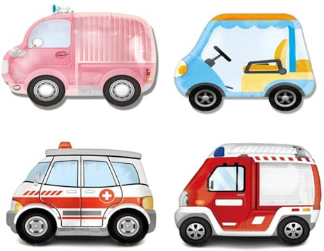 Nine San Verkehr Fahrzeuge Luftballons Feuerwehrauto Ballon Van Krankenwagen Folienballon Lastwagen Transportballons Auto Party Deko 4 Stück