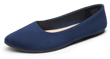 DREAM PAIRS Bailarinas de Ante para Mujer, sin Cordones, para Oficina, Trabajo, Informales, con Punta Puntiaguda, para Vestir,Size 36.5,Armada,DWUMFA2506