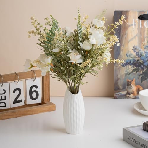 Leuyuee 2 Blumensträuße Kunstblumen Künstliche Pflanzen Blumen Deko Hortensien Seide Blumenarrangements für Zuhause Blumenstrauß Hochzeit Garten Festival Dekor (weiße)
