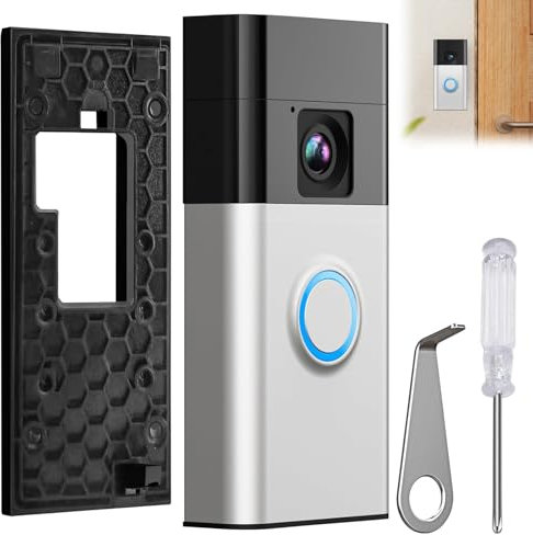 ExcellaElite Ring Doorbell Mount, No Drill Sticky Ring Doorbell Mount, Bracket with Key and Screwdriver for Houses,Apartments and Offices