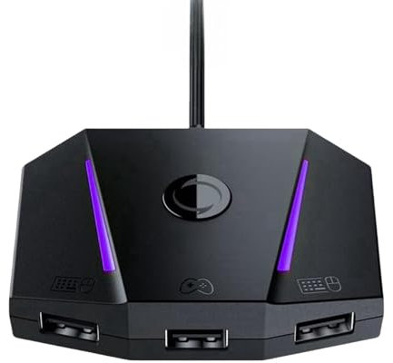 VBESTLIFE Game Console Mouse and Keyboard Converter Compatible with Series X/S, One, MnK Adapter with 3.5mm Sound Jack, RGB Light