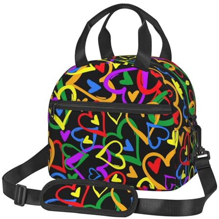 ZHAOLQ Gay Pride - Lonchera con estampado de arco iris para adultos para mujeres y hombres con hombro ajustable, bolsas de mano para adultos
