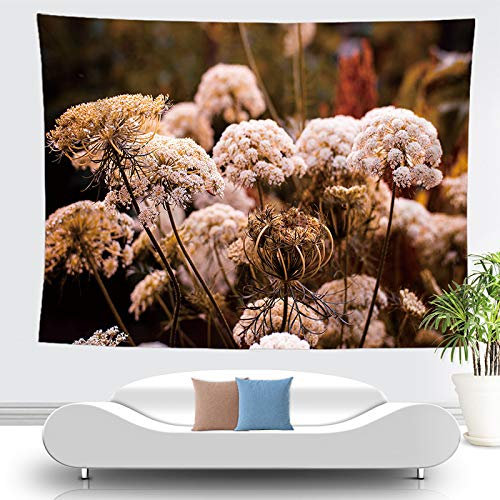 Wandteppich Vintage Braune Blume Wandtuch Polyester Stoff Wand Deko Schlafzimmer Wohnzimmer Wandteppiche Waschbar Wandbehang Wiederverwendbar Wandtücher 150x100 cm