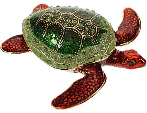 Beaupretty Schmuckkästchen Schildkröte Klein aus Legierung mit Emaille | Schmuckkästchen Damen Klein, Grüne Deko Schildkröte für Zuhause, Ringhalter und Kleine Aufbewahrung