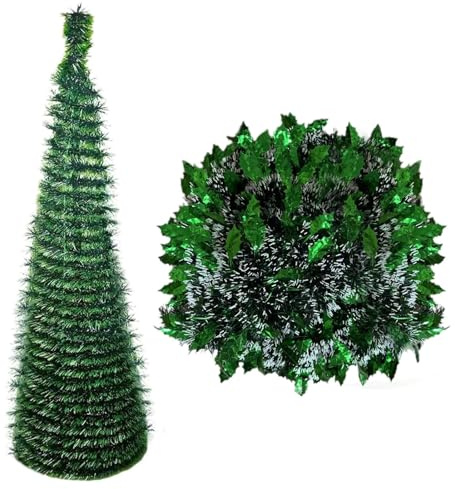 Tuxuseo Árbol De Navidad Pequeño, Exterior De 1.5 Metros Aprox, Árbol Plegable para Navidad Decoración de Invierno Interior Exterior Hogar Celebración