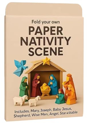 Générique Krippe der Krippe aus Papier – Weihnachtsdekoration handgefertigt – Krippe Jesus Engel Tier – für Erwachsene Familie Party Urlaub Geburtstag Haus Büro