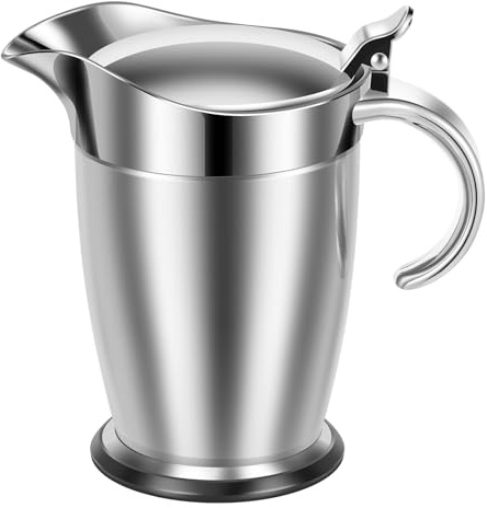Gravy Boat with Lid,750ml Stainless Steel Insulated Gravy Jug Sauce Pitcher,Portable Double Wall Warmer Pitcher Sauce Jug for Family Dinner,Christmas,Birthday Party (Silver(750ml))