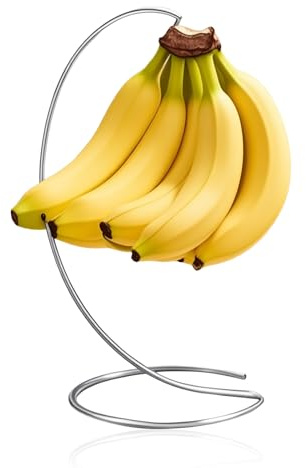 NYHWBI Metal Banana Hanger Tree, 26cm Banana Holder Stand Fresh Modern Bananas Hanger Hook Stainless Steel Fruit Rack for Kitchen Counter (Silver)