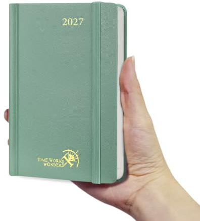 POPRUN Tagesplaner 2027 Kalender A6, 1 Tag 1 Seite Hardcover Tageskalender | 12-Monate-Terminplaner(Jan.2027-Dez.2027), Tageskalender mit 70 GSM Papier, für Büro & Studium(Mitternachtsgrün)