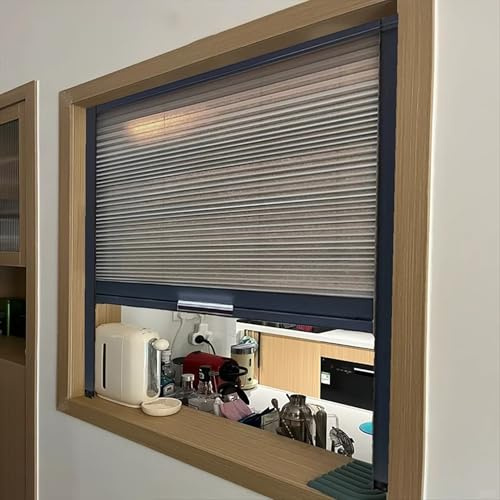 Porta a Soffietto Sportello di Servizio Pieghevole per Stand di Concessioni, Finestre Scorrevoli Su e Giù, Porte a Soffietto, Grigio, Sportello Passante Commerciale(65x60cm/26x24in)