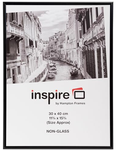 Hampton Frames Aluminium Luxe Noir 30x40cm Certificat Photo Cadre Pas Verre Photo Ouverture PAAF3040BBLK