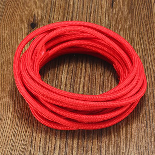 MASUNN 5M 2 Corda Colore Vintage Twist Intrecciato Cavo Luce Filo Elettrico-Rosso Brillante
