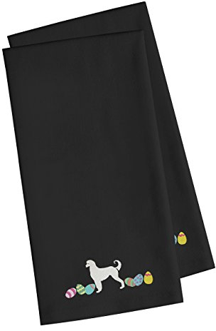 Carolines Treasures CK1592BKTWE Afghanischer Hound Oster-Geschirrtuch, Bestickt, Schwarz, 2 Stück