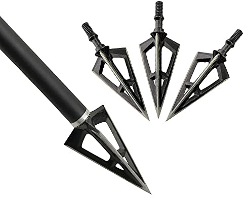 ZSHJG 6pcs Bogenschießen Pfeilspitzen 3 Klingen Jagdspitzen 100 Grains Jagd Broadheads zum Schießen Trainieren für Armbrust Pfeil und Bogen