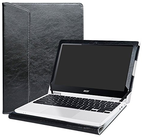 Alapmk Diseñado Especialmente La Funda Protectora de Cuero de PU para 11.6 Acer Chromebook R11 CB5-132T C738T / Chromebook 11 CB3-131 / Spin 1 SP111-33 Series Laptop,Negro