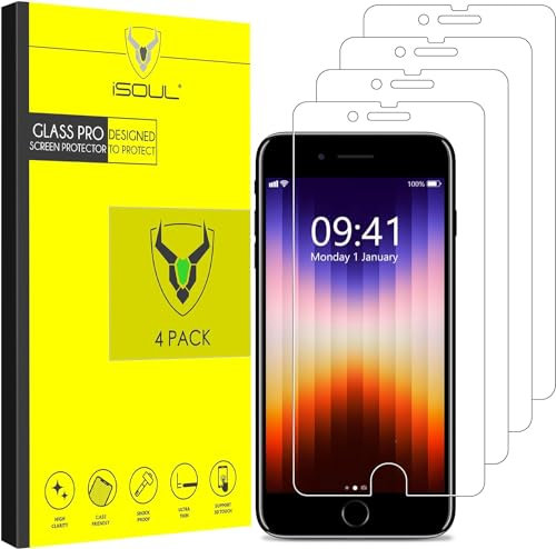 4 Pack Screen Protector for iPhone SE 3/2 (2022/2020)/ 8/7/6s/6 Tempered Glass Film 9H HD, 2.5D Edge 4.7 inch [3D Touch] [Compatible with Apple SE iPhone 2nd 3rd Gen]