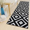 TAPISO Luxury Teppich Läufer Meterware Flur Küche Korridor Kurzflor Brücke Schwarz Weiß Karo Modern Marokkanisch Geometrisch ÖKOTEX 80 x 450 cm