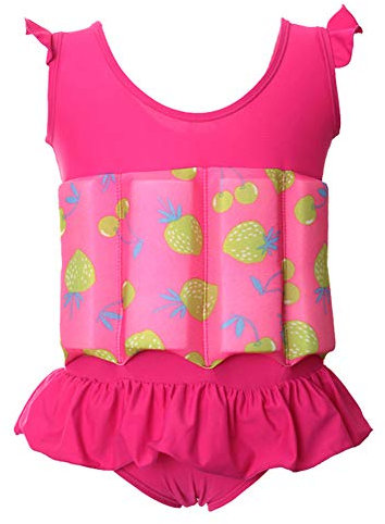 IWEMEK Fille Garçons Maillot de Bain avec Flottabilité Ajustable Float Costume Enfants Une Pièce Flottante D'entraînement de Natation Gilet de Combinaison pour Débutant en Natation Rose 18-24M