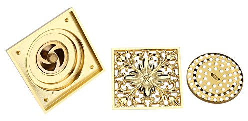 Siphon De Douche Siphon de sol - BiuZi 1Pc Laiton antique Carré Salle de bain Douche Siphon de sol avec passoire Salle de bain Drainage de salle de bain et accessoires propres Siphon De Sol