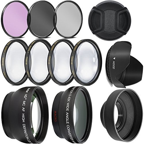 Ultra Deluxe Lens Kit for Nikon D3400, D3500, D5600 with 18-55mm Lens, Sony A7, A7III with 28-70mm, A6000, A6400, A6600 - Includes: 7pc 58mm Filter Set + 58mm Wide Angle and Telephoto Lens