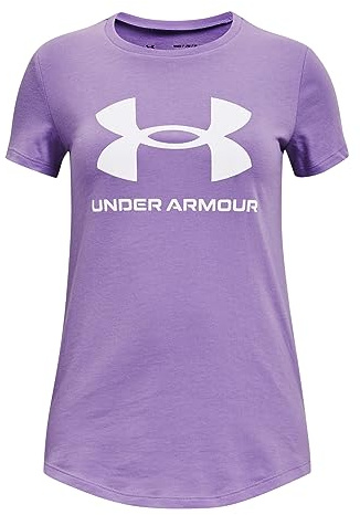 Under Armour Maglietta a maniche corte da ragazza Tech Big Logo, Lilla vivido, 13 Anni