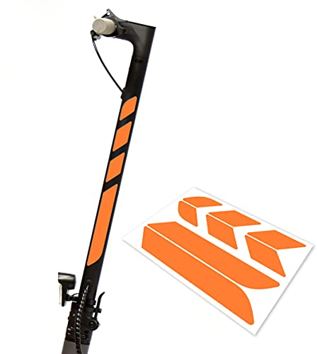Lenkstange Aufkleber Bogen Universal für E-Scooter ca. 34-44cm Lang und 3cm Breit (Orange Reflektierend)
