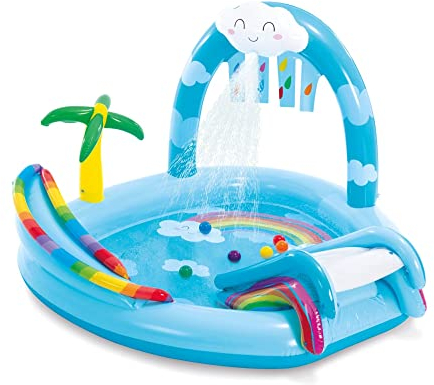 Intex 57175NP - Piscina Gonfiabile Play Center Arcobaleno, Vinile, Multicolore, 185x178x119 cm