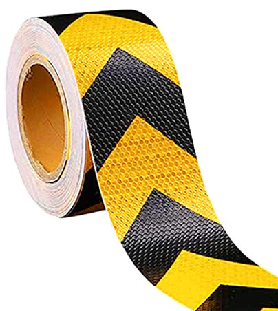 Pamtns Autocollant Danger Arrow Ruban Réfléchissant Jaune et Noir Bande Reflechissante Ruban de Signalisation Réflecteur Ruban Adhésif de Sécurité Conspicuity Ruban Davertissement