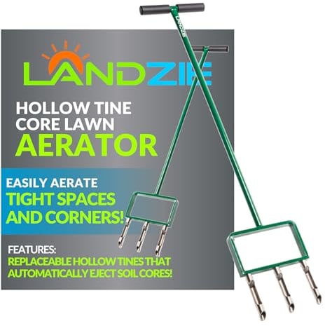 Landzie Aeratore manuale per forchetta, attrezzo per carotaggio 100 cm in acciaio inox resistente per erba e prato con denti sostituibili per terreni compattati per la cura del prato e il giardinaggio