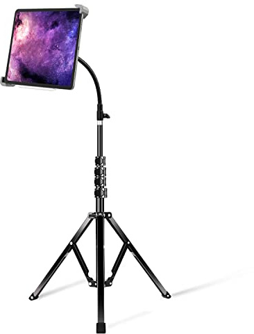 elitehood Floor iPad Music Stand, 70 Gooseneck iPad Stand Tripod for iPad | Heavy Duty Metal iPad Stand for musicians, iPad Holder Compatible with iPad Pro Air 13 11 & 9.5-14.5 inch Large Tablets