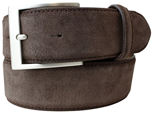 BELTINGER Hochwertiger Gürtel mit Edelstahl-Gürtelschnalle aus Veloursleder 4 cm | Velour-Ledergürtel für Damen Herren 40mm | Wildleder-Gürtel 4cm | Dunkelbraun 120cm