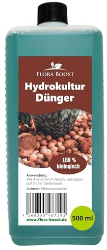 Konfitee Hydrokultur Dünger Flora Boost 500ml I Für bis zu 100L Gießwasser I Für alle Hydrokultur Sorten I Flüssiger Blatt- & Wurzeldünger I 100% natürlicher Pflanzendünger