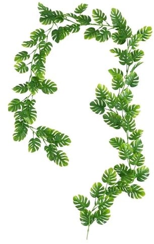 GBESTWOOW 2PCS Artificial Monstera Greenery Plant Fake Turtle Leaves Garland Wreath Fake Vines Table Runner for Wedding Arch Home Party Mantle Decor