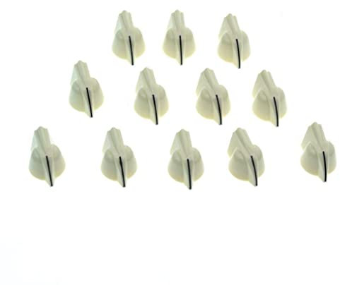 Dopro 12 Stück 1/4 Zoll Universal Vintage Erhöhte Mini Hühnerkopf Knöpfe Kleine Größe Gitarre Bass Potentiometer Knöpfe Verstärker Knopf Effekt Pedal Hühnerkopf Knöpfe mit Set Schraube Aged White
