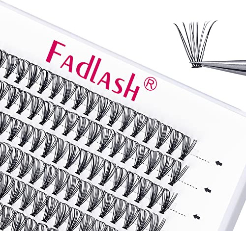 Fadlash Cluster Wimpern 20 Wurzel 0.07mm D Curl 11mm Mittlere Länge 120pcs Selbst-Anwendung DIY Einzelne Cluster Wimpern