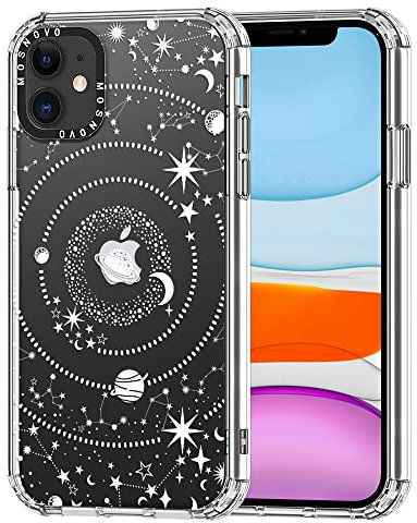 MOSNOVO Case for iPhone 11, [Buffertech 6.6ft Military-Grade Drop Protection] [Anti Peel Off Tech] Clear TPU Bumper Phone Case Cover Design - Galaxy