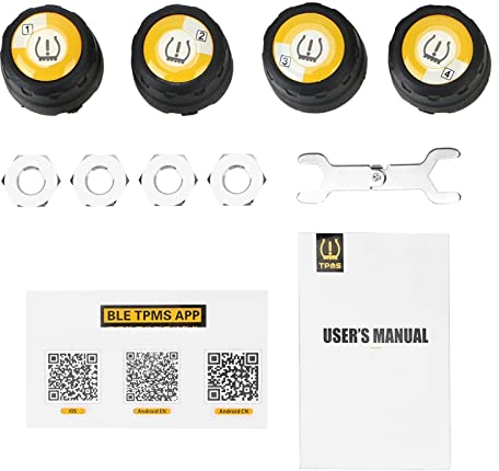 MURRAYLE Externer Alarm Reifendrucksensoren Universal Bluetooth 5.0 Auto Reifendrucksensor Wasserdichte Android IOS Ble Tpms.