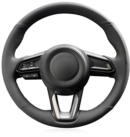 MEWANT Lenkradbezug für Mazda 3 / Mazda 6 / CX-3 / CX-5 / CX-9 für Toyota Yaris Hand Nähen Echtes Leder Auto Lenkradhülle